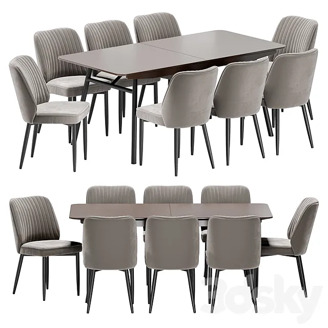 Lawrence Dining Chair and Latina Table 3ds Max