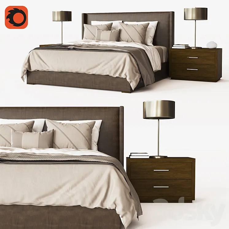 LAWSON SHELTER NONTUFTED LEATHER BED 3DS Max