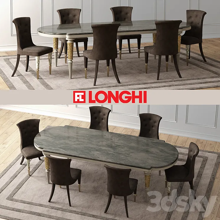 LAYTON Marble Table & MARION Chairs 3DS Max