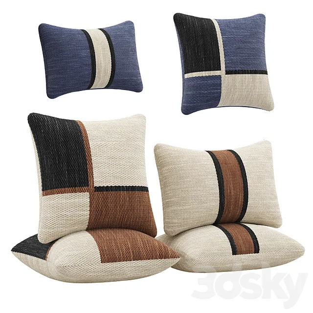 Lazio Woven Kilim Colorblock by Crate and Barrel pillow set 3dsMax Model