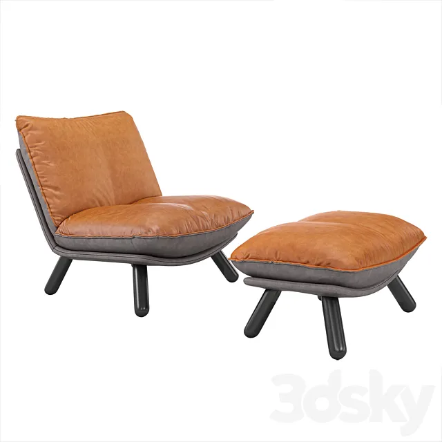 Lazy Sack lounge chair & hocker 3DS Max Model