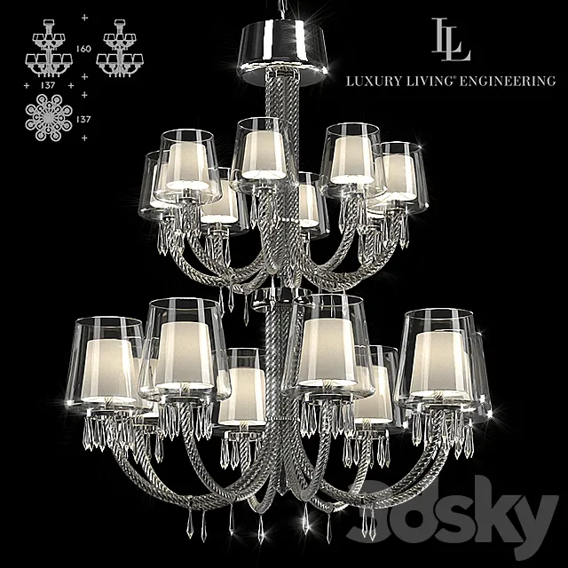 Le Notre Chandelier 16 lights 3DS Max Model