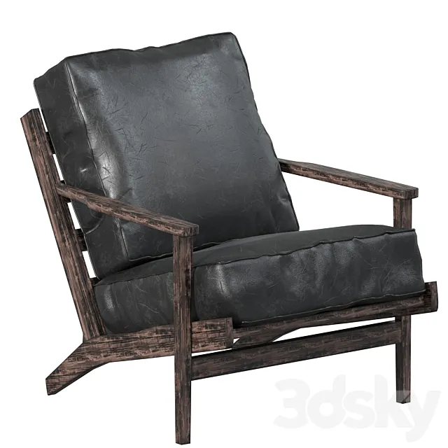 Leather armchair with wooden frame 3ds Max