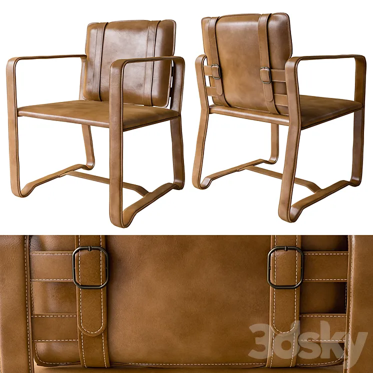 Leather Belt Camel Chair 3DS Max