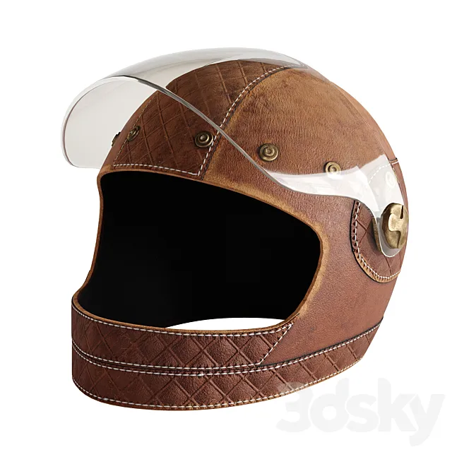 Leather moto helmet 3 3DSMax File