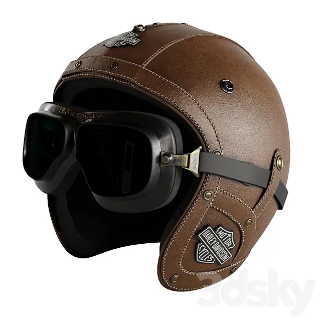 Leather moto helmet 3DS Max Model