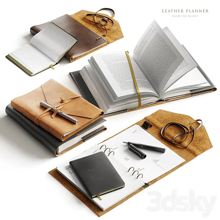leather planner 3DS Max