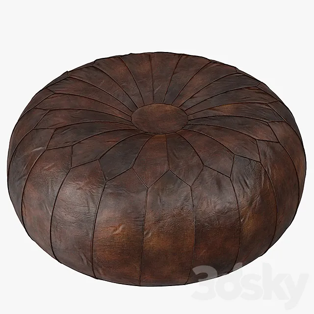 Leather Pouf Ottoman 3DS Max Model