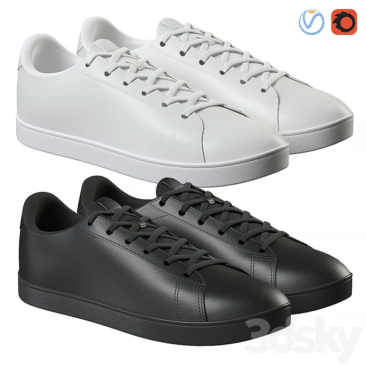 Leather Shoes Black and White 3DS Max