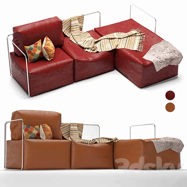 leather sofa with resting unit 3DSMax File