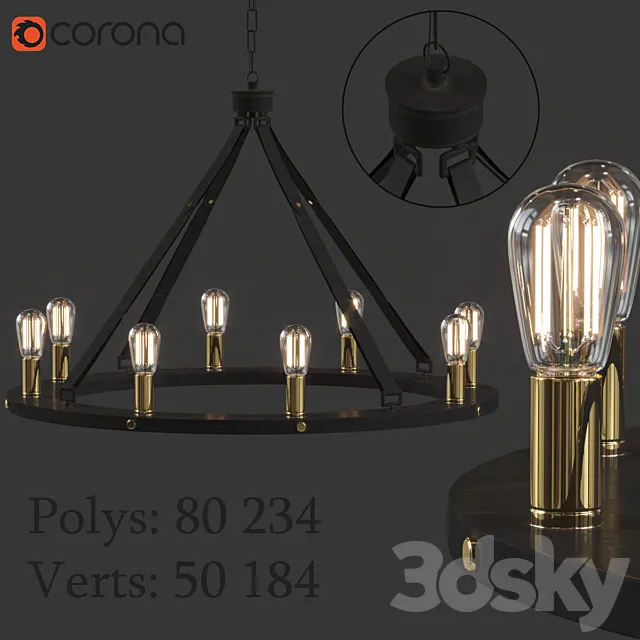 Leather Strap Mixed Metals Chandelier 3ds Max