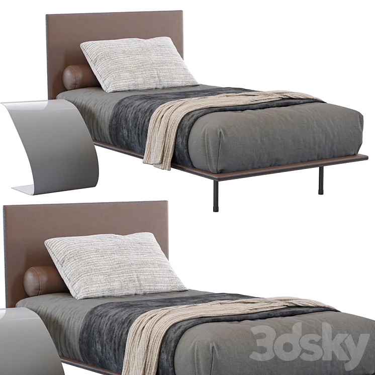 Leather Thin Single Bed By Bonaldo 3DS Max Model