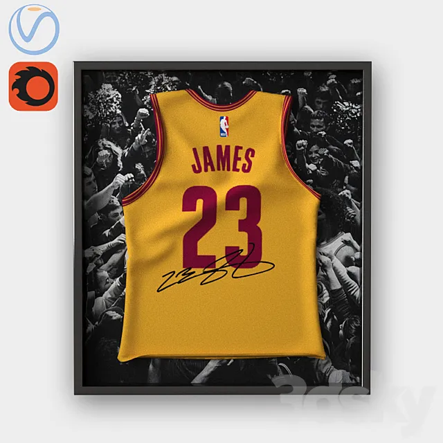 Lebron James jersey in frame _ Mike LeBron James in the frame 3DSMax File