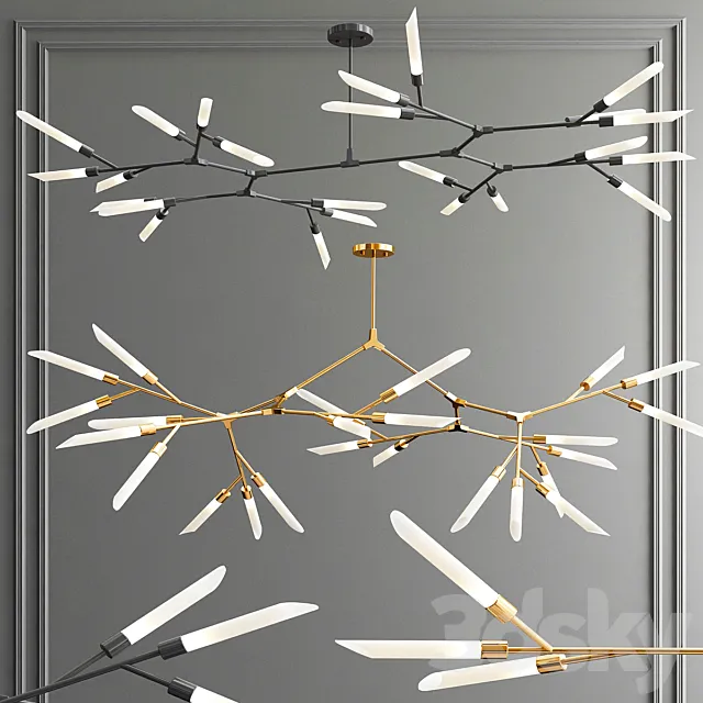Led Nordic & Rotatable Branch Tube Chandelier 3ds Max