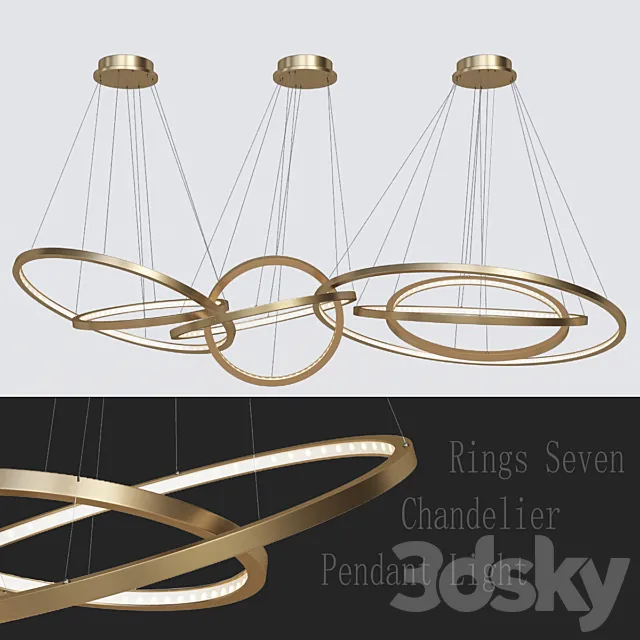 LED Oval Rings Seven Chandelier Pendant Light 3ds Max