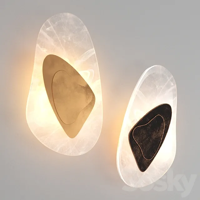 LED wall lamp with glass shade 3ds Max