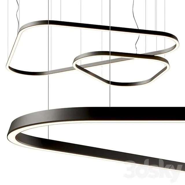 Leds C4 Geometric Triangle Pendant Lamps 3dsMax Model