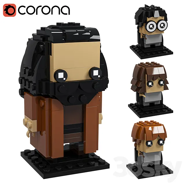 Lego Hagrid Garri Germiona Ron 3ds Max