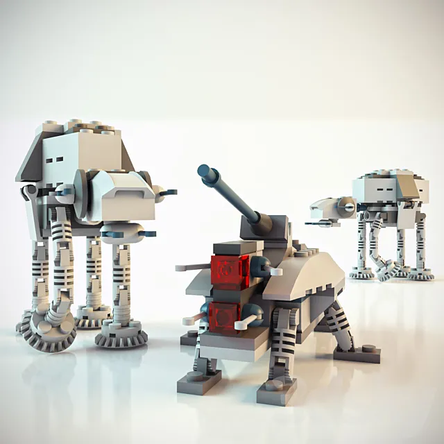 LEGO Star Wars Mini AT-AT and Mini-AT-TE 3ds Max