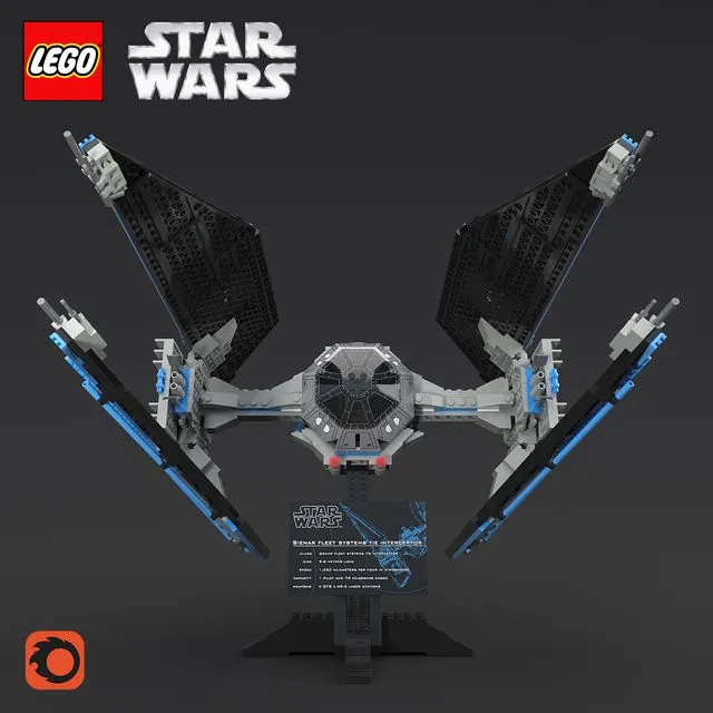 LEGO SW Tie Interceptor 3dsMax Model