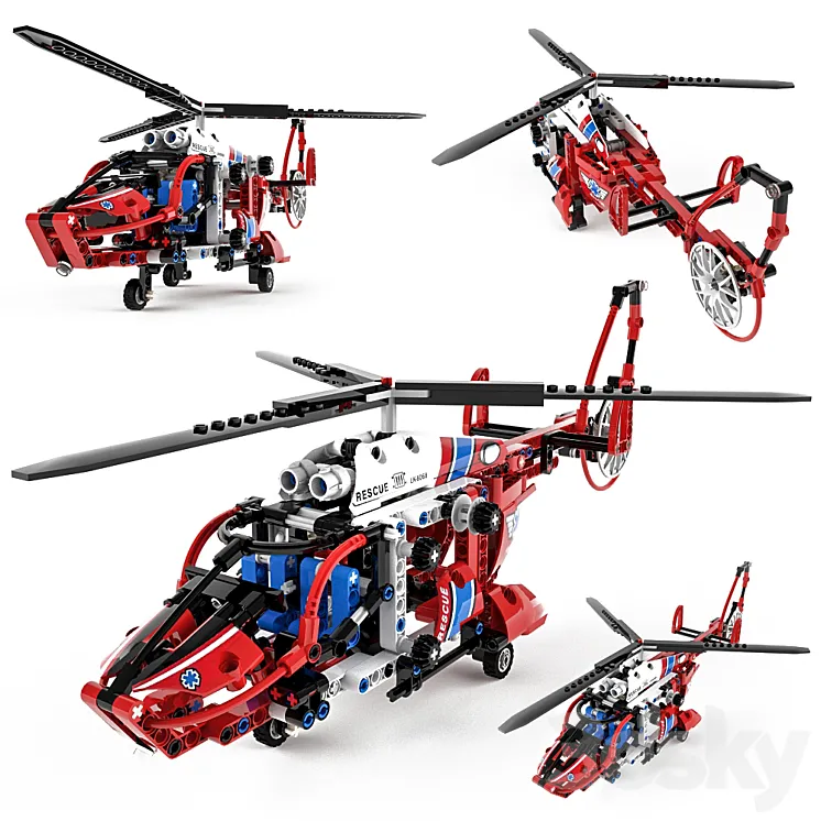 Lego Technic Rescue Helicopter 3DS Max