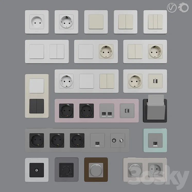 Legrand Inspiria sockets and switches 3DS Max Model