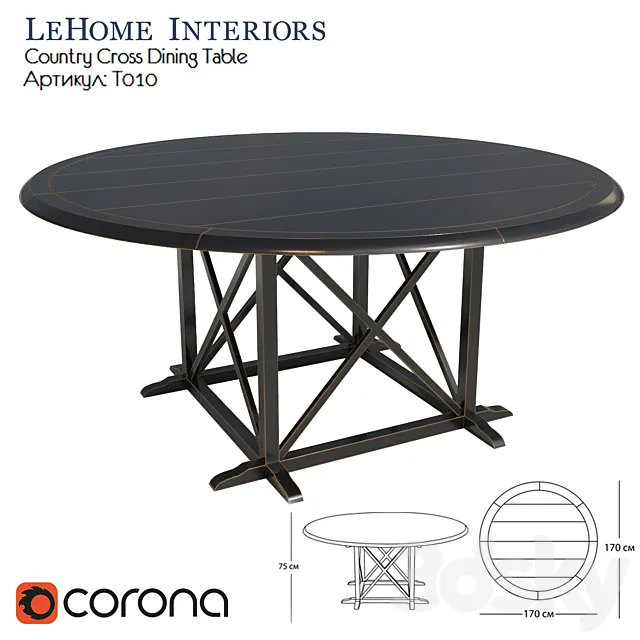 LeHome Country Cross Dining Table 3DSMax File