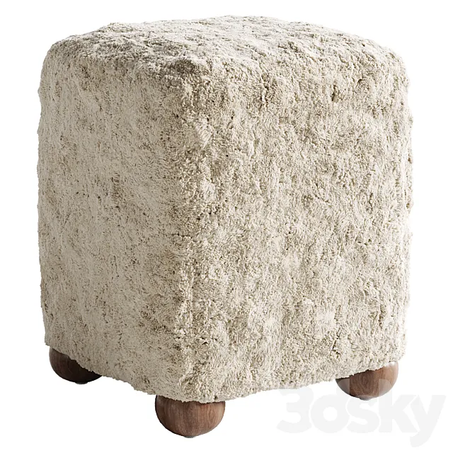 L’Enchere Square Wool Ottoman by Athena Calderone 3ds Max