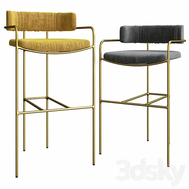 Lenox Velvet Bar and Counter Stools 3ds Max