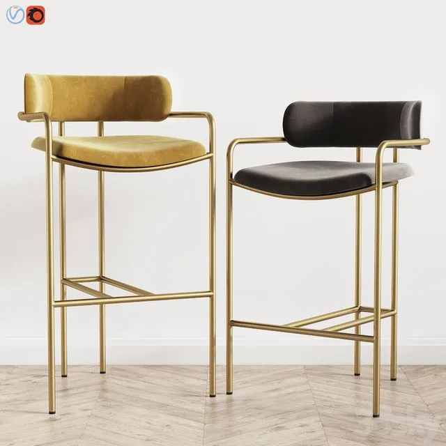 Lenox Velvet Bar and Counter Stools West Elm 3dsMax Model