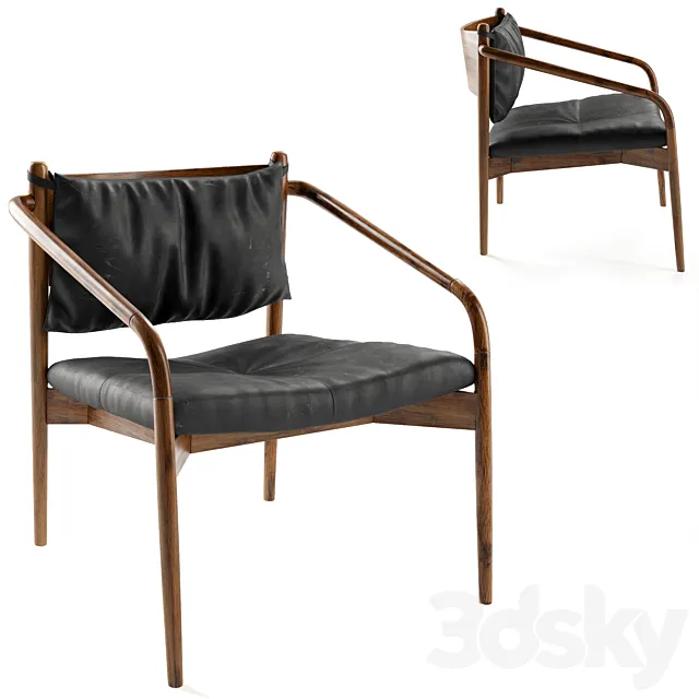 Lento Black Leather Lounge Chair 3DS Max Model