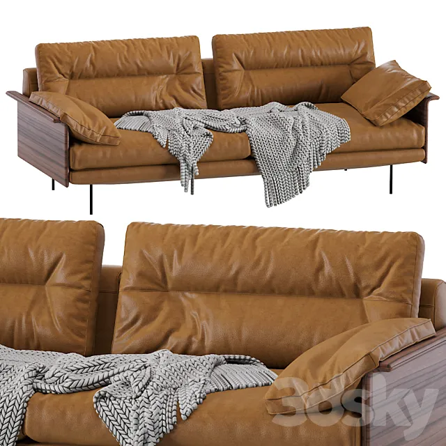 Leolux Sofa  Wood Armrests 3ds Max