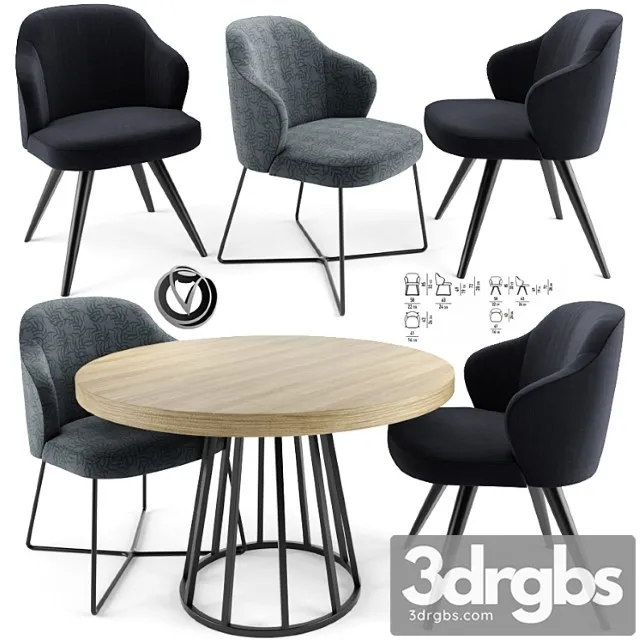 Leslie dining chair with round table 2 3dsmax Download