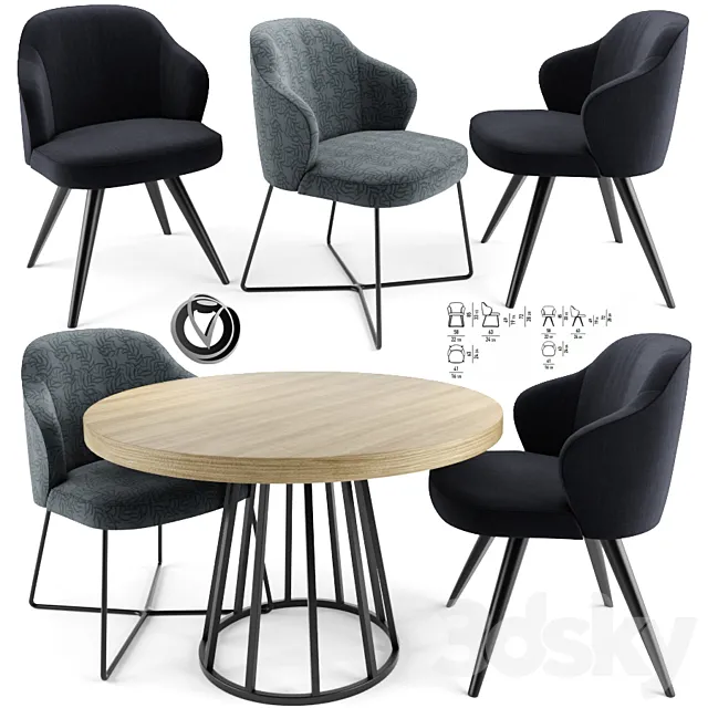 Leslie Dining Chair With Round Table 3ds Max