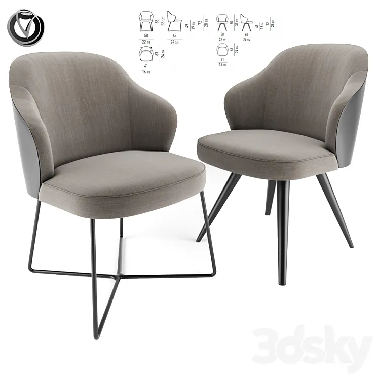 Leslie Dining Chairs Pair 3DS Max