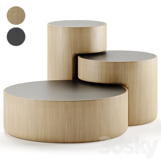 Levels Set of 3 Nesting Tables by Dan Yeffet & Lucie Koldova 3DSMax File