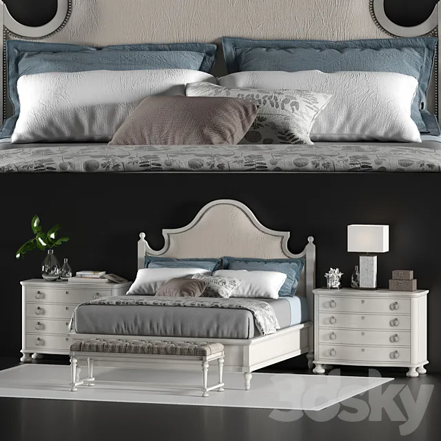 LEXINGTON ARBOR HILLS UPHOLSTERED BED OYSTER BAY 3DSMax File