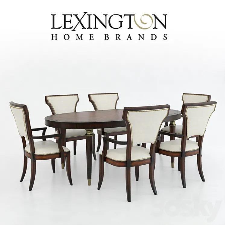 Lexington Drake Oval Dining Table + Seneca Chair 3DS Max