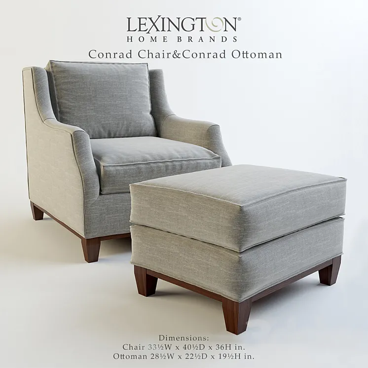 Lexington_Conrad Chair & Conrad Ottoman 3DS Max