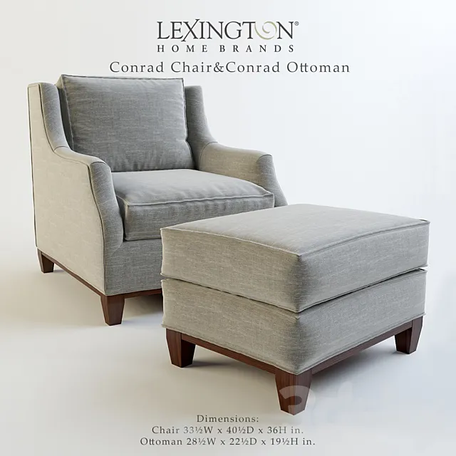 Lexington_Conrad Chair & Conrad Ottoman 3DSMax File