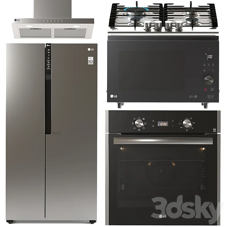 LG Kitchen Appliance Set 2 3DS Max Model