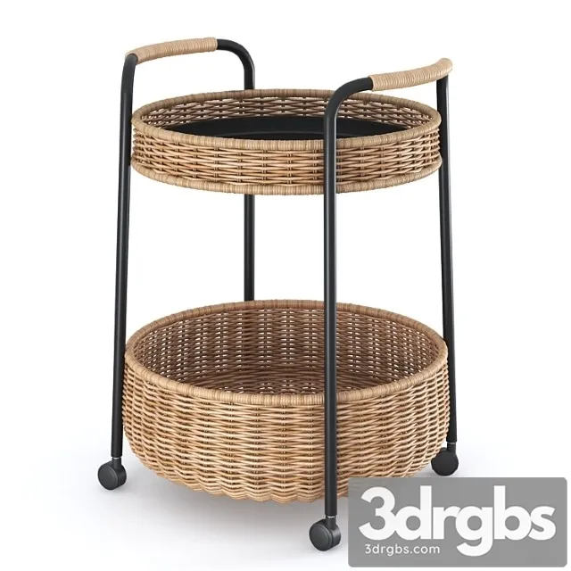 Libban Table On Wheels With Drawer Rattan Anthracite From Ikea Luban Serving Kart With Store Rattan Anthracite 3dsmax Download