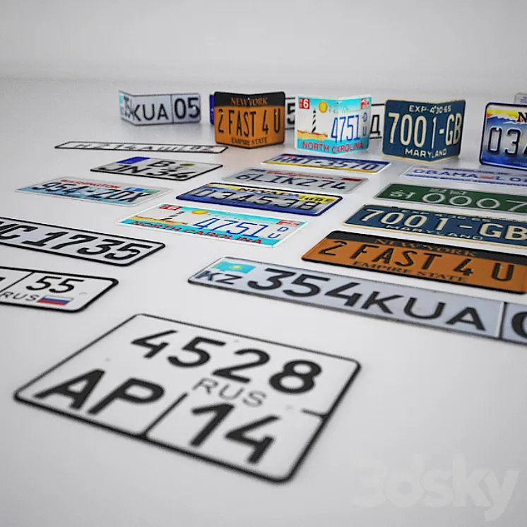License plates 3DS Max