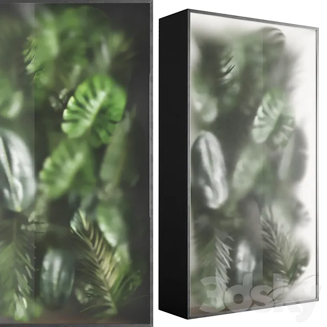 light box with tropical leaf garden in frame glass Smoked 01 3DSMax File
