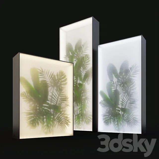 Light box with tropical leaves 3DS Max Model