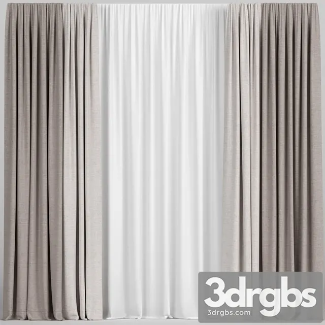 Light Brown Curtains With Tulle 3dsmax Download