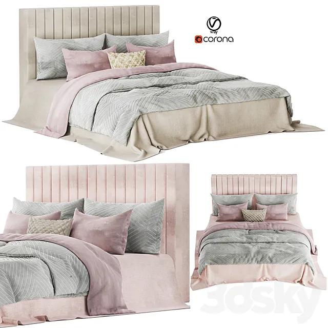 light color and velvet bed set02 3ds Max