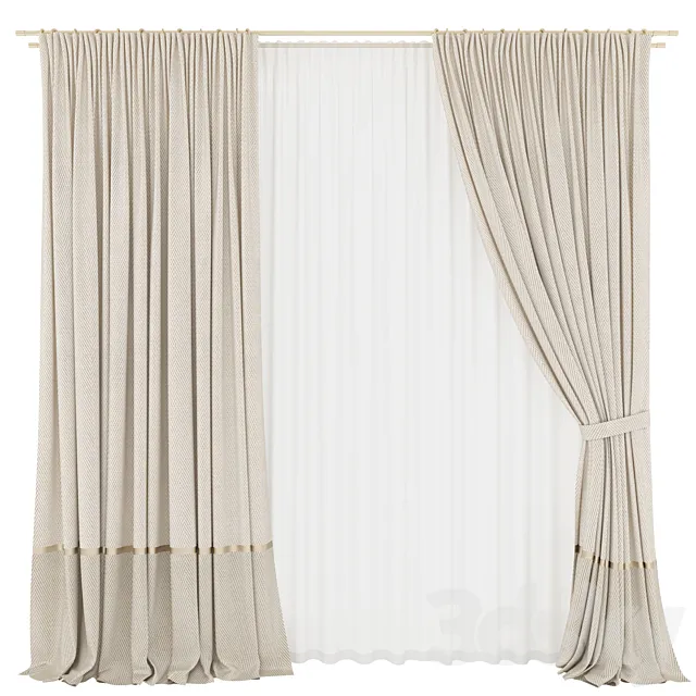 Light herringbone curtains 3ds Max