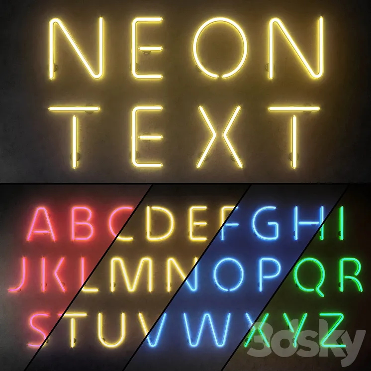 Light modules. Set 10. Neon Alphabet 3DS Max