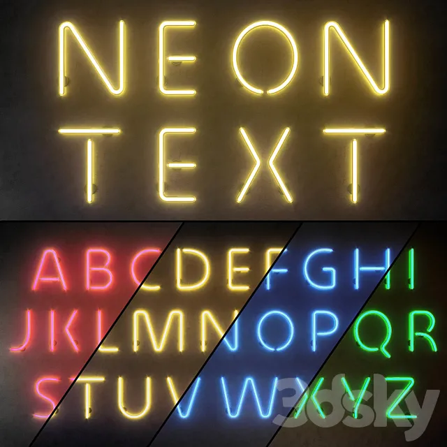 Light modules. Set 10. Neon Alphabet 3DSMax File